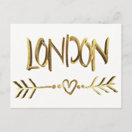 London UK Liebe EleganGold Look Typografie Postkarte