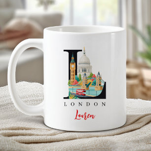 London UK Monogramm Buchstabe L Personalisiertes G Kaffeetasse
