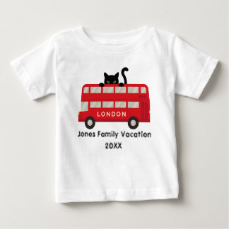 London UK Red Bus Cat Familienurlaub Sake Baby T-shirt