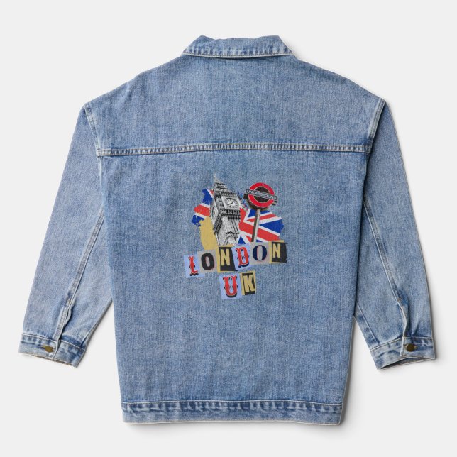 London UK Retrodesign Jeansjacke (Rückseite)