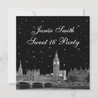 London UK Skyline Etched Starry DIY BG Sweet 16