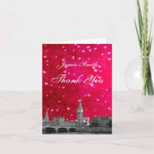 London UK Skyline Hot Pink Rotes Herz Danke