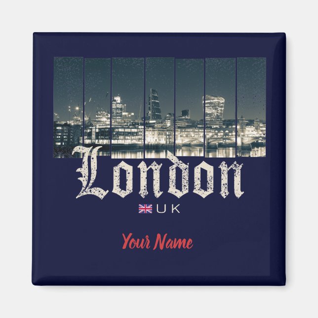 London Uk Skyline Vereinigtes Königreich Vintag En Magnet (Vorne)