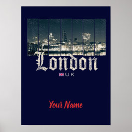 London Uk Skyline Vereinigtes Königreich Vintag En Poster