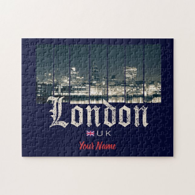 London Uk Skyline Vereinigtes Königreich Vintag En Puzzle (Horizontal)