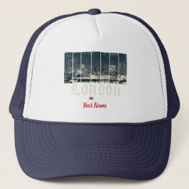 London Uk Skyline Vereinigtes Königreich Vintag En Truckerkappe