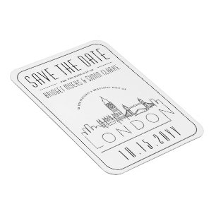 London, UK Wedding Stylized Skyline Save the Date Magnet