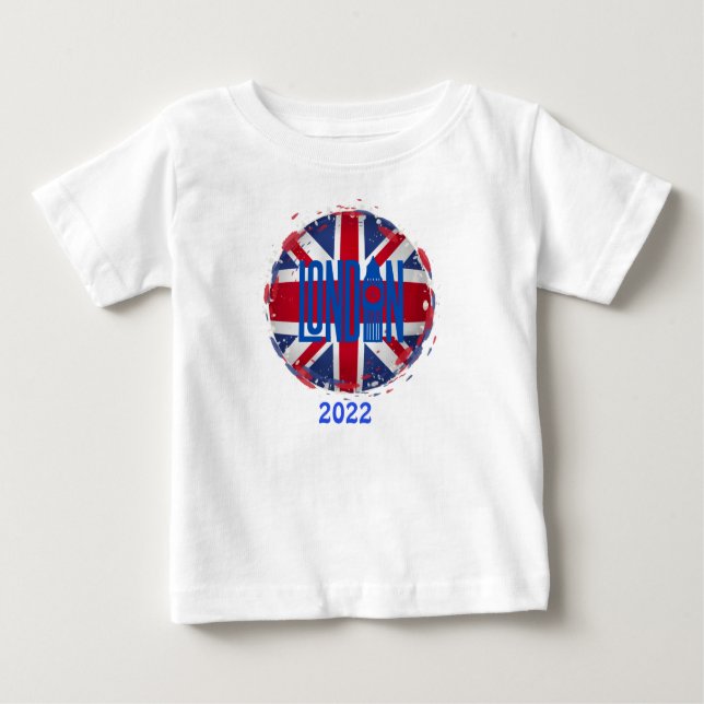 London Union Jack 2022 zum Personalisieren Baby T-shirt (Vorderseite)