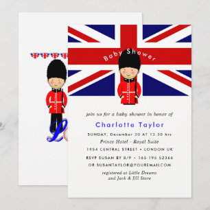 London Union Jack Theme Baby Shower Einladung