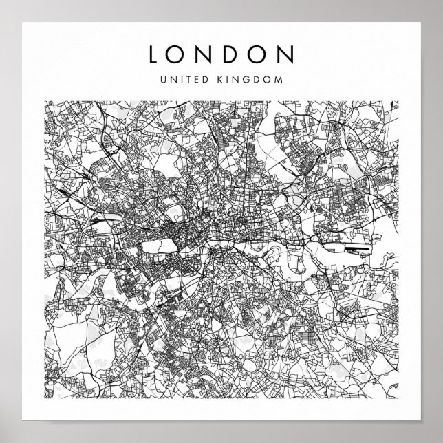 London United Kingdom Minimal Modern Street Map Poster (Vorne)