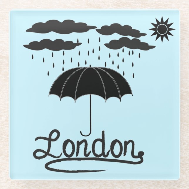 London | unter einem Regenschirm Glasuntersetzer (Vorderseite)