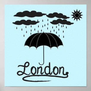 London   unter einem Regenschirm Poster