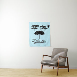 London unter einem Regenschirm Wandteppich