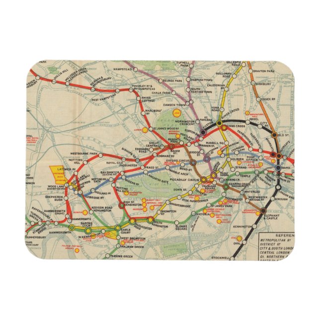 London Untergrund Railways Karte Magnet (Horizontal)
