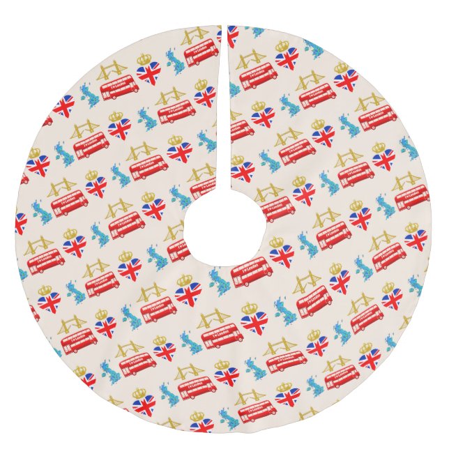 London, Vereinigtes Königreich, Britische Icons fü Polyester Weihnachtsbaumdecke (Vorderseite)