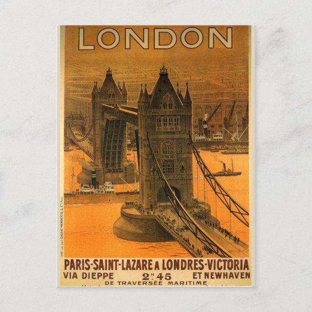 London Vintag Bridge Tower Postcard Postkarte (Vorderseite)