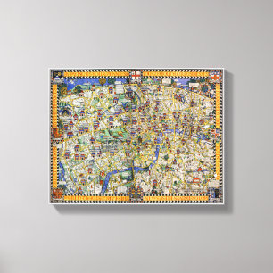 London Vintag Map Poster wiederhergestellt Leinwanddruck