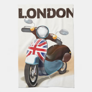 London Vintag Scooter Gewerkschaft Jack Reiseplaka Küchentuch