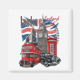 London Vintage Reiseplakat Magnet