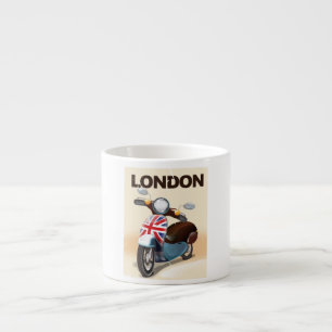 London Vintage-Roller Union Jack Reiseplakat. Espressotasse