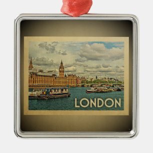 London Vintage Travel Ornament UK Aus Metall