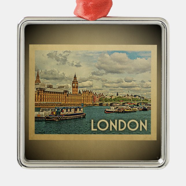 London Vintage Travel Ornament UK Aus Metall (Vorne)