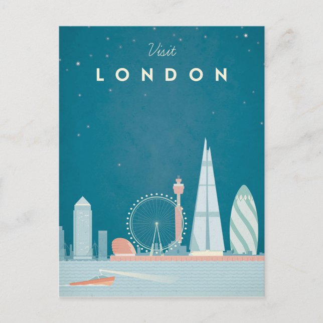 London Vintage Travel Poster - Art Postcard Postkarte (Vorderseite)