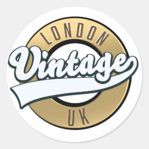 London Vintage UK Retro-Logo. Runder Aufkleber