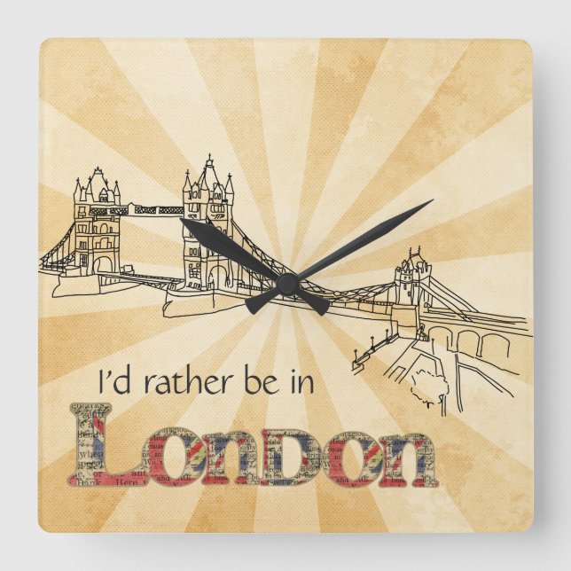 London Wall Clock Quadratische Wanduhr (Vorderseite)