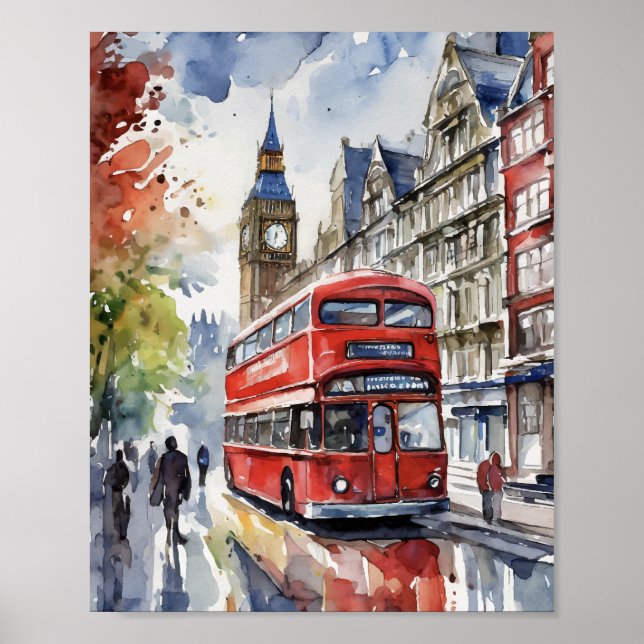 London Watercolor Art Print Poster (Vorne)