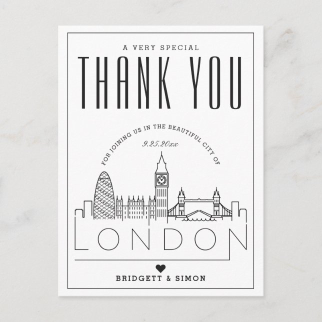 London Wedding | Danke, dass du gekommen bist! Postkarte (Vorderseite)