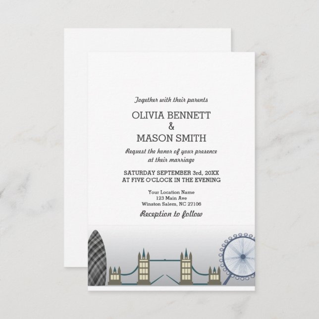 London Wedding Invitation UK England Einladung (Vorne/Hinten)