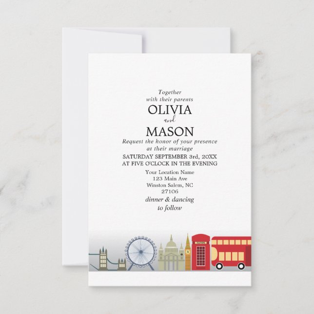 London Wedding Invitation UK England Einladung (Vorderseite)