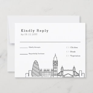 London Wedding   RSVP Card + Food Choice Karte