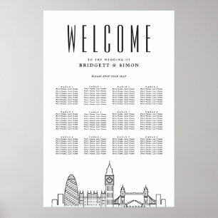 London Wedding Sehenswürdigkeiten 12 Tabelle Sit Poster