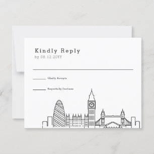 London Wedding   Stilisierte Skyline-UAWG-Antwortk RSVP Karte