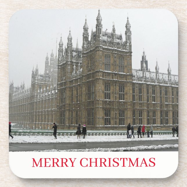 London Westminster im Schnee-Untersetzer Getränkeuntersetzer (Vorderseite)