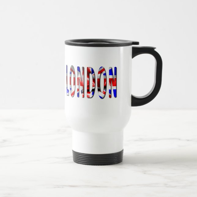 London-Wort mit Flaggentextur Reisebecher (Rechts)