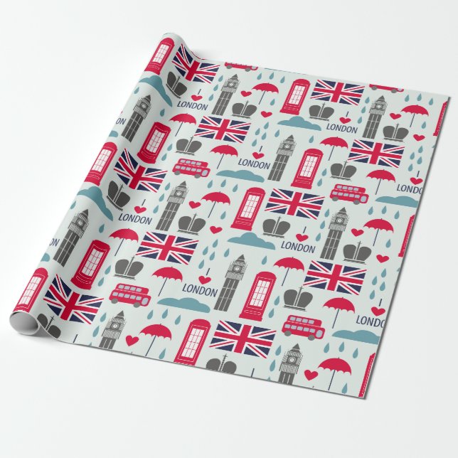 London Wrapping Paper Geschenkpapier (Ungerollt)