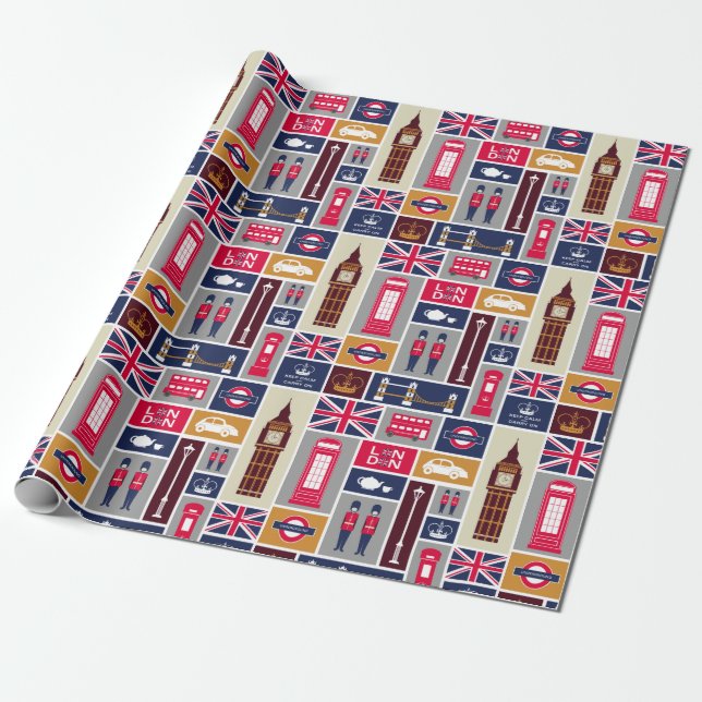 London Wrapping Paper Geschenkpapier (Ungerollt)