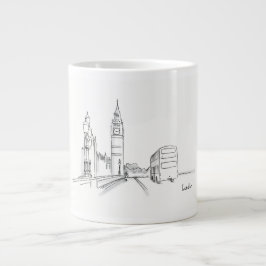 London Zeichne Simple Black and White Jumbo-Tasse
