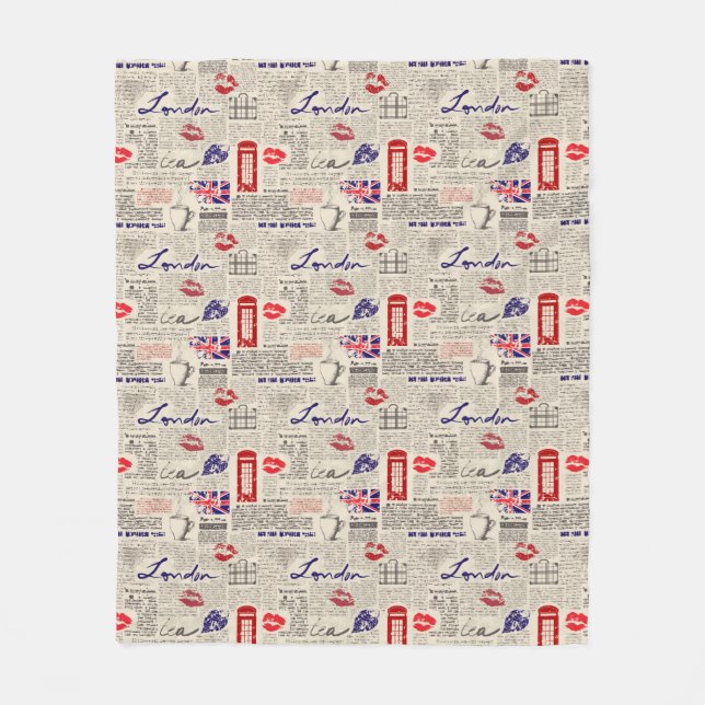 London-Zeitungs-Muster Fleecedecke (Vorderseite)