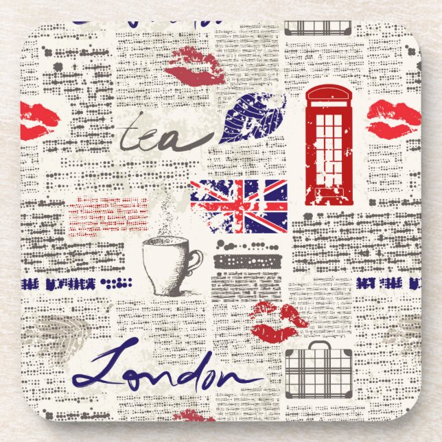 London-Zeitungs-Muster Untersetzer (Vorderseite)