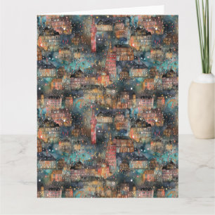 London zu Weihnachten und Neujahr in Wasserfarben Karte