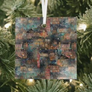 London zu Weihnachten und Neujahr in Wasserfarben Ornament Aus Glas