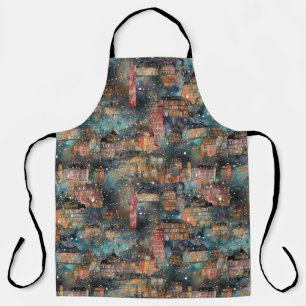 London zu Weihnachten und Neujahr in Wasserfarben Schürze