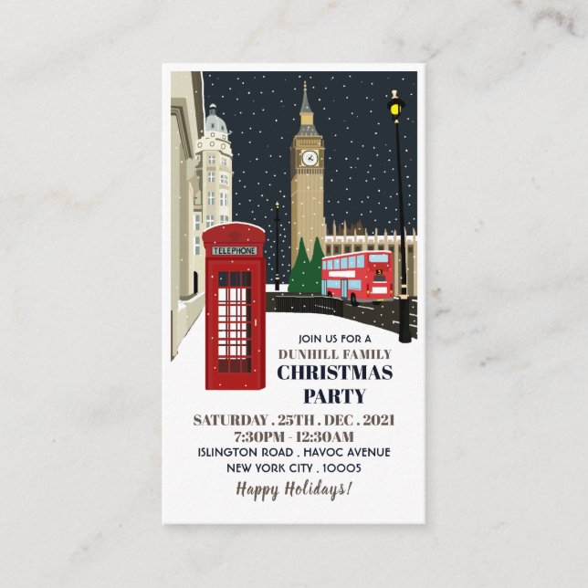 London zu Weihnachten, Weihnachten Party Ticket Ei Begleitkarte (Vorderseite)