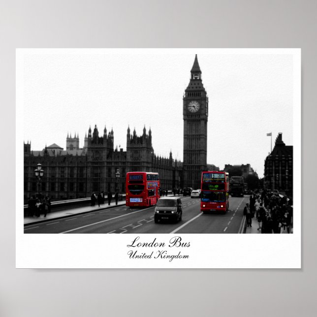 Londoner Bus, Big Ben und das Parlament Poster (Vorne)