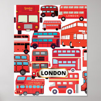 Londoner Busse - males und funktionelles Poster