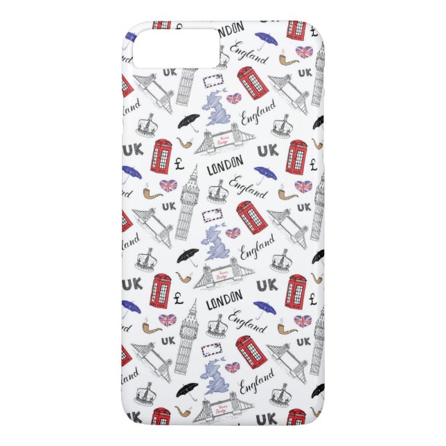 Londoner City-Doodles-Muster Case-Mate iPhone Hülle (Rückseite)
